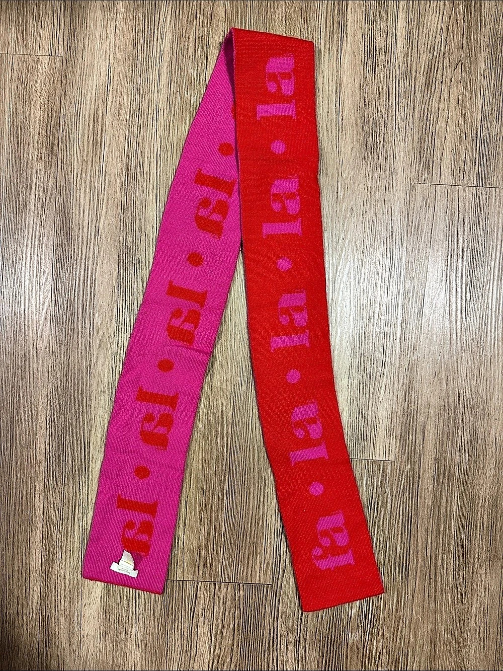 Kate Spade Geometric Logo Scarf in Pink & Red Like New